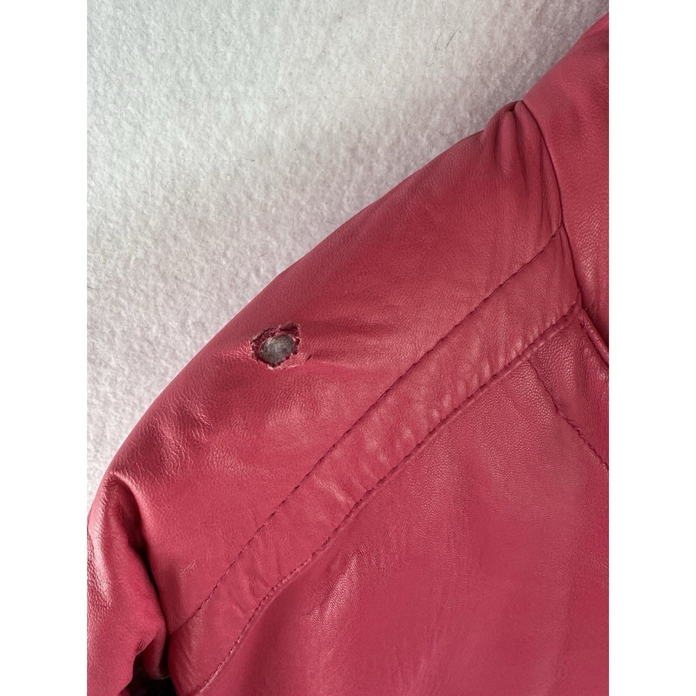 VTG Overland Outfitters Leather Jacket MOTO PUnk Pink 80's Retro Sz S Women's - Picture 4 of 4